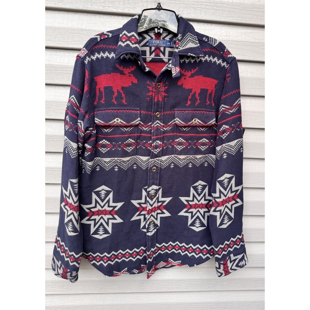 VTG Polo Ralph Lauren men's Aztec Southwestern button flannel jacket shirt M